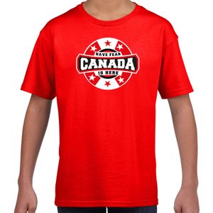 Have fear Canada is here / Canada supporter t-shirt rood voor kids