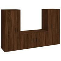 The Living Store Klassieke televisiekastenset - tv-meubel 40 x 34.5 x 100 cm - tv-meubel 80 x 34.5 x 40 cm - bruineiken