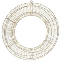Metalen krans/verlichte decoratie ring met warm wit licht 58 cm   - - thumbnail