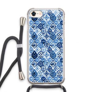 Blauw motief: iPhone 8 Transparant Hoesje met koord