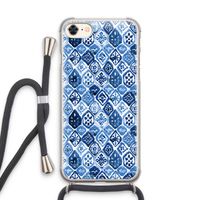 Blauw motief: iPhone 8 Transparant Hoesje met koord