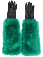 Prada Pre-Owned gants à empiècements en fourrure artificielle - Vert