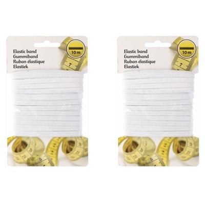 Elastiek band - 2x - 10 meter - wit - breedte 5 mm