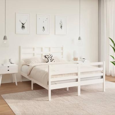 Bedframe massief hout wit 120x190 cm