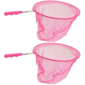 2x Roze uitschuifbaar vangnetje 36 cm   -