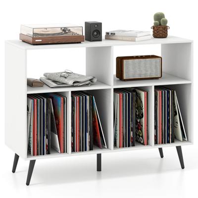 3-laags Platenspelerstandaard met Vinyl Opbergplanken Platenspeler Kast Wit