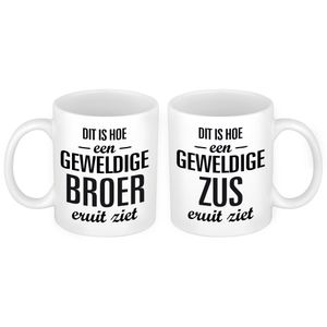 Geweldige broer en zus mok - Cadeau beker set voor Broer en Zus