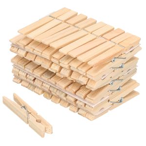 50x Wasgoedknijpers naturel van hout   -