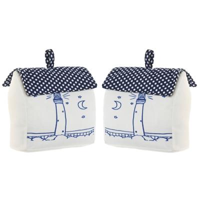 Deurstopper maritiem huis - 2x - wit - polyester - 15 x 8 x 17 cm