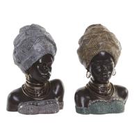 Decoratieve figuren DKD Home Decor Gouden Zilverkleurig Koloniaal Afrikaanse 24 x 18 x 36 cm (2 Stuks) (2 Onderdelen)