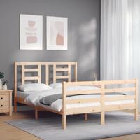 Bedframe met hoofdbord massief hout 140x200 cm