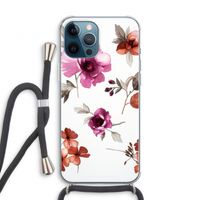 Geschilderde bloemen: iPhone 12 Pro Transparant Hoesje met koord