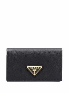 Prada portefeuille en cuir à plaque logo - Noir