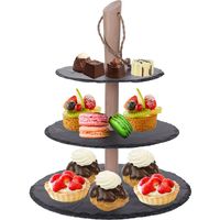 High tea etagere - 3-laags - leisteen - 30 cm