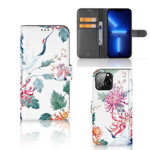 iPhone 13 Pro Max Telefoonhoesje met Pasjes Bird Flowers