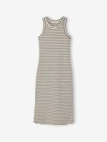 Lange tanktopjurk met Amerikaanse mouwen voor meisjes JONEN zwart, gestreept