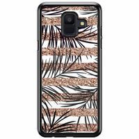 Samsung Galaxy A6 2018  hoesje - Rose gold leaves