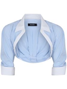 DSQUARED2 blouse crop à rayures en coton - Bleu