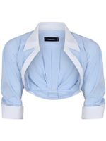 DSQUARED2 blouse crop à rayures en coton - Bleu - thumbnail