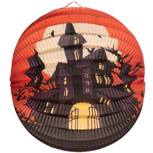 Lampion Halloween thema spookhuis - ronde - dia 25 cm - papier - Feestlampionnen