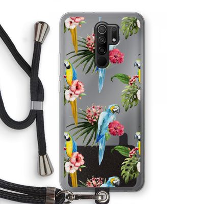 Kleurrijke papegaaien: Xiaomi Redmi 9 Transparant Hoesje met koord