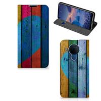 Nokia 5.4 Book | Wallet Case | Wood Heart - Cadeau voor je Vriend
