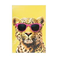 Poster met lijst luipaard - geel/rood - 70x50 cm