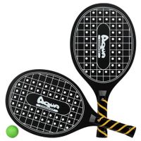 Zwarte beachball set met tennisracketprint buitenspeelgoed - thumbnail