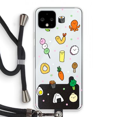 Happy bento friends: Pixel 4 Transparant Hoesje met koord