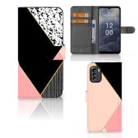 Nokia G60 | Book Case | Zwart Roze Vormen