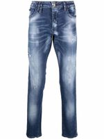 Philipp Plein jean à effet usé - Bleu