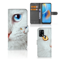 OPPO A74 4G Telefoonhoesje met Pasjes Witte Kat