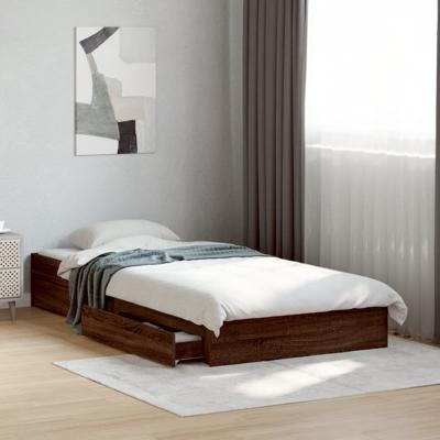 Bedframe met lades bewerkt hout bruin eikenkleurig 75x190 cm