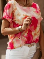 Bemanning Nek Gedrukt Kort Mouw Topjes - thumbnail