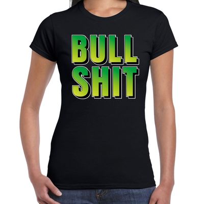 Bullshit fun tekst t-shirt zwart dames