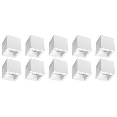 Opbouwspot 10 Pack - Pragmi Cliron Pro - GU10 Fitting - Opbouw Vierkant - Mat Wit - Aluminium - Verdiept - Ø90mm