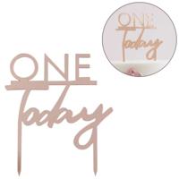 Ginger Ray taarttopper one today rosegoudkleurig 11 cm | 20 stuks