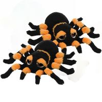 2x stuks pluche zwart/oranje spin knuffel 13 cm speelgoed