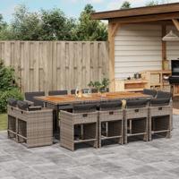 13-delige Tuinset met kussens poly rattan grijs 13-delige Tuinset met kussens poly rattan grijs