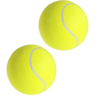 Mega tennisbal XXL - 2x - geel - 22 cm - grote tennisballen - speelgoed/sportartikelen