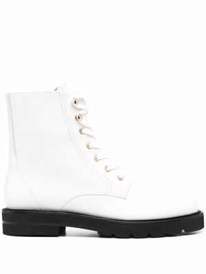 Stuart Weitzman bottines en cuir à lacets - Blanc