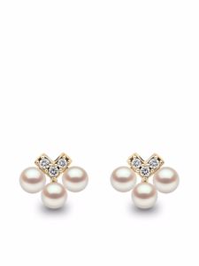 Yoko London puces d'oreilles Sleek en or 18ct ornées de perles Akoya et diamants