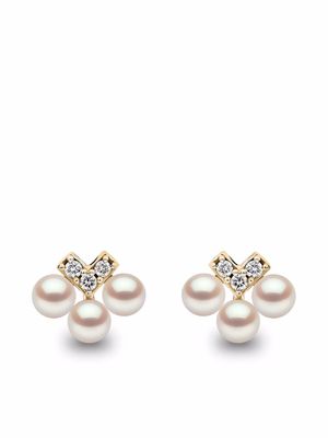 Yoko London puces d'oreilles Sleek en or 18ct ornées de perles Akoya et diamants