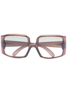 Christian Dior Pre-Owned lunettes de soleil rectangulaires à plaque CD (années 1970) - Marron