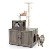 Kattenkast met Krabpaal Behuizing voor Kattenbakken Kattenmeubels Grijs