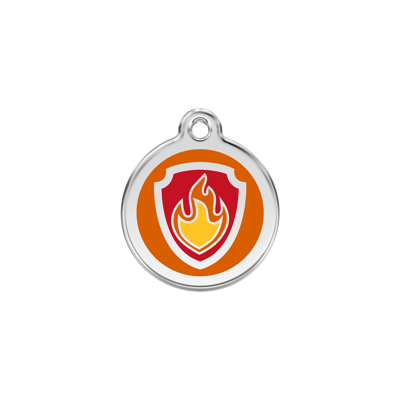 Nickelodeon Paw Patrol Marshall Tag Orange roestvrijstalen hondenpenning small/klein dia. 2 cm - Reddingo