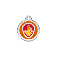 Nickelodeon Paw Patrol Marshall Tag Orange roestvrijstalen hondenpenning small/klein dia. 2 cm - Reddingo