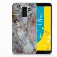 Samsung Galaxy J6 2018 TPU Siliconen Hoesje Marmer Grijs - thumbnail