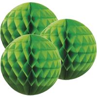 Papieren kerstballen - 3x - groen - 10 cm - kerstversiering Papieren kerstballen - 3x - groen - 10 cm - kerstversiering