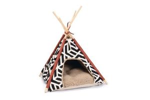 Beeztees tipi tent vigo - kattenhuisje - zwart/wit - 50x50x70 cm